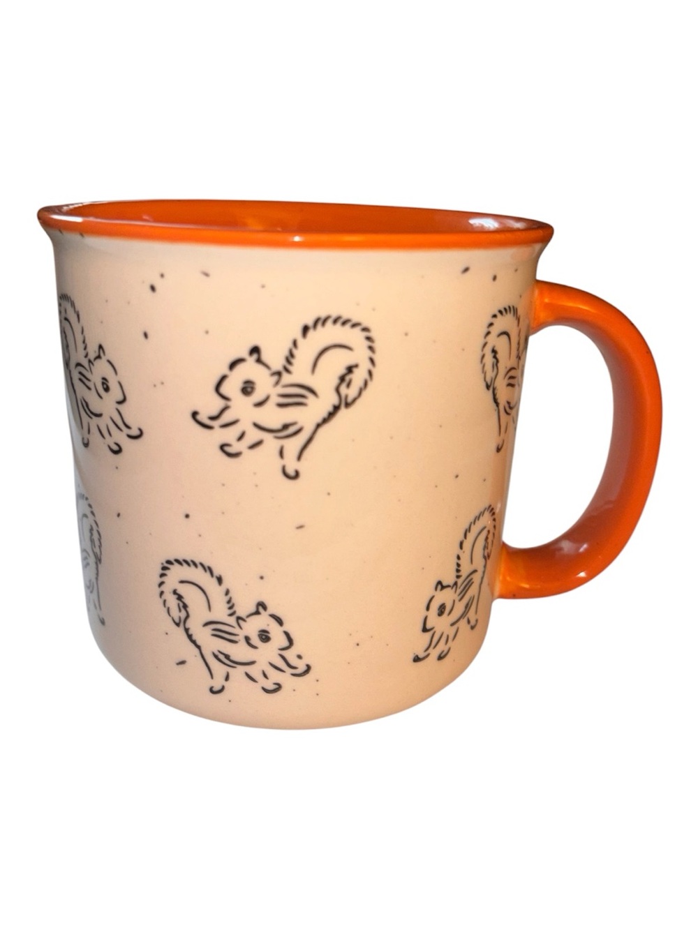 Meritage Cream Squirrel Ceramic Mug with Orange Interior & Handle- So adorable!